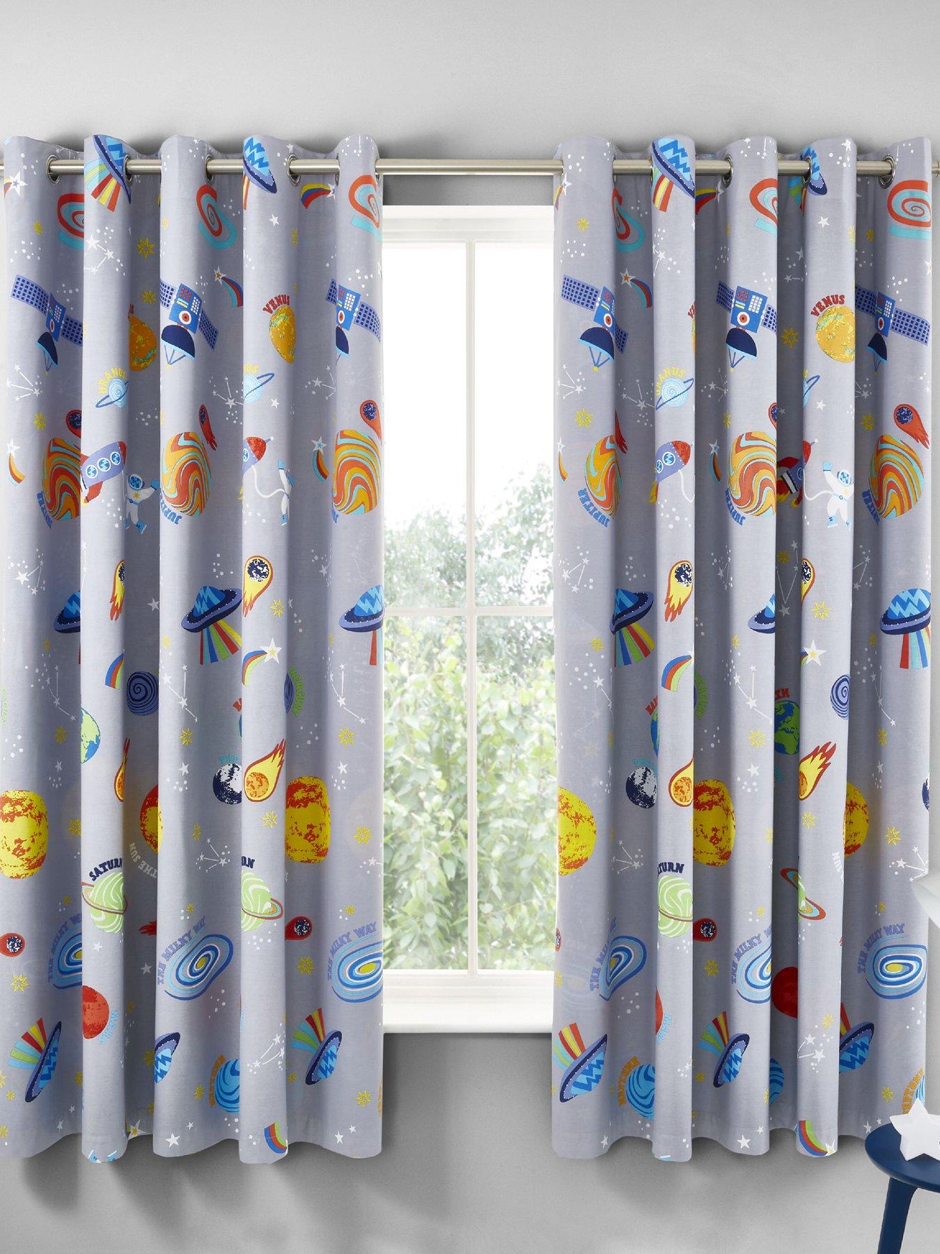 Image 2 of 6 of Catherine Lansfield Lost in Space Reversible Eyelet Curtains