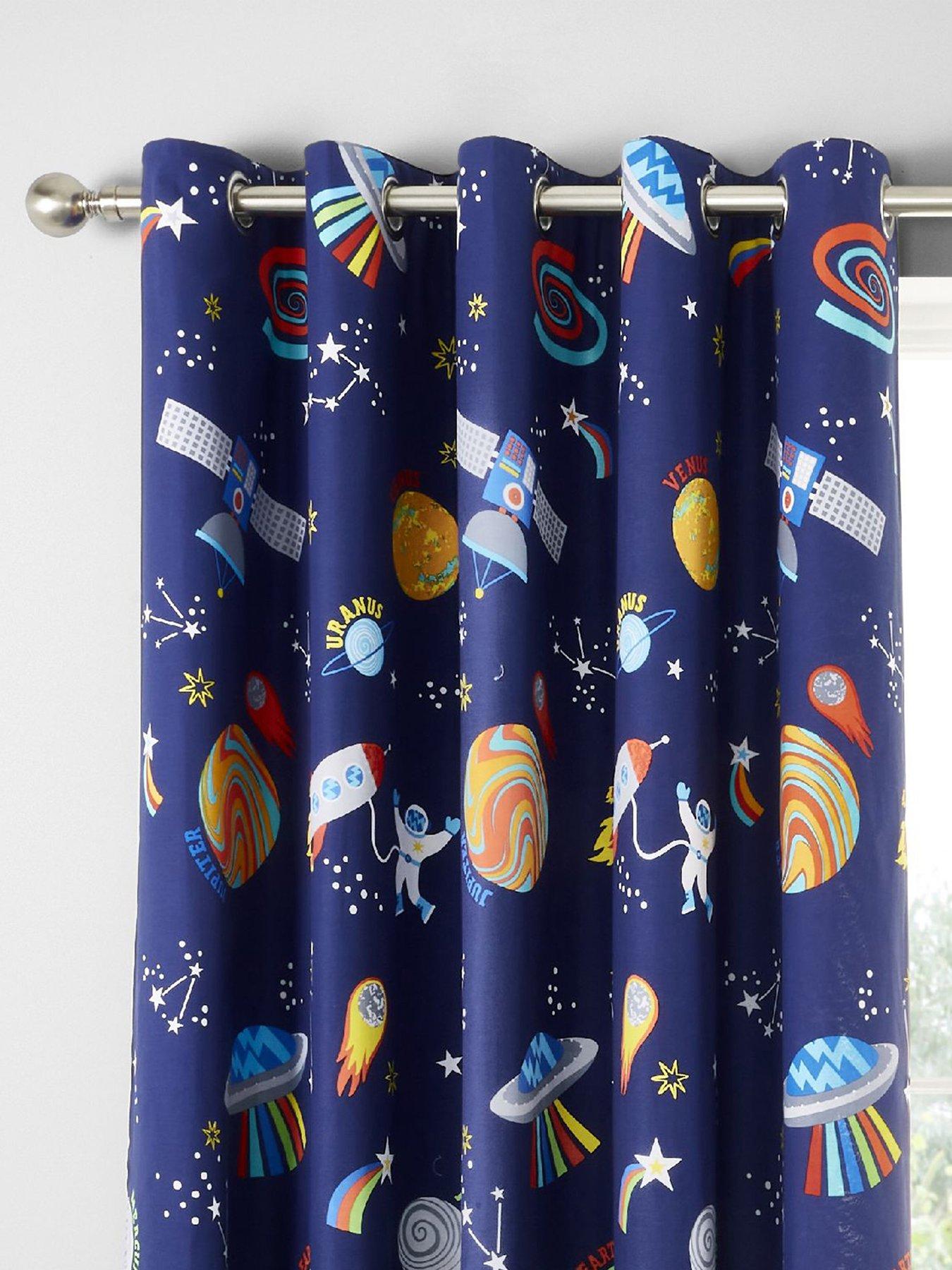 Image 3 of 6 of Catherine Lansfield Lost in Space Reversible Eyelet Curtains