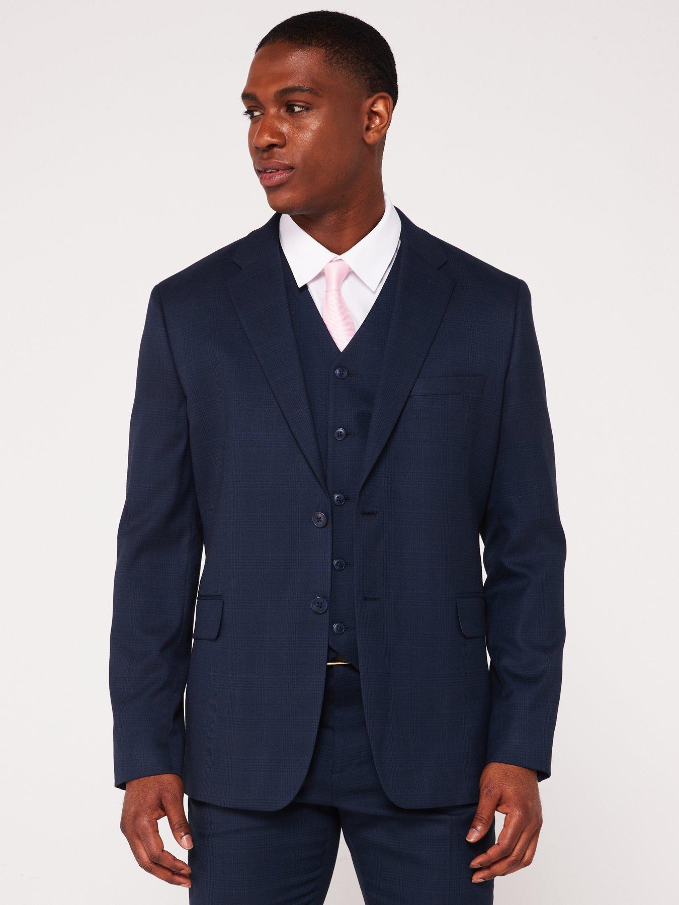 Image 1 of 6 of Very Man Check Suit Jacket - Navy