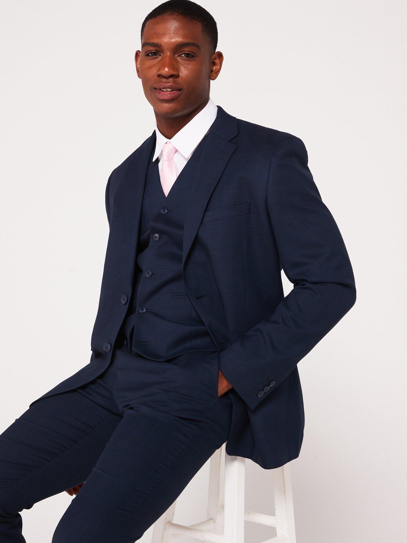 Image 5 of 6 of Very Man Check Suit Jacket - Navy