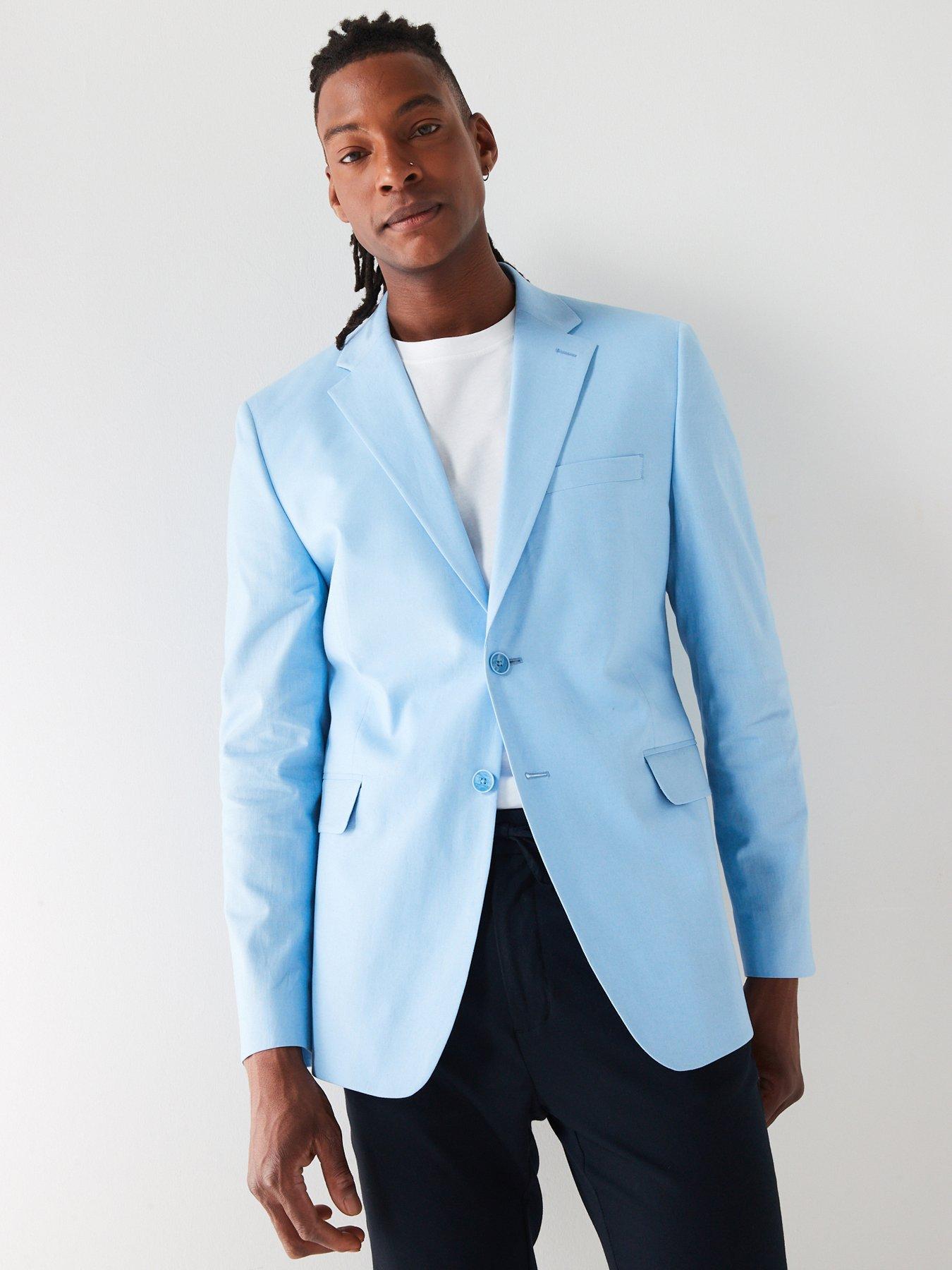 Image 1 of 6 of Very Man Linen Blazer - Light Blue