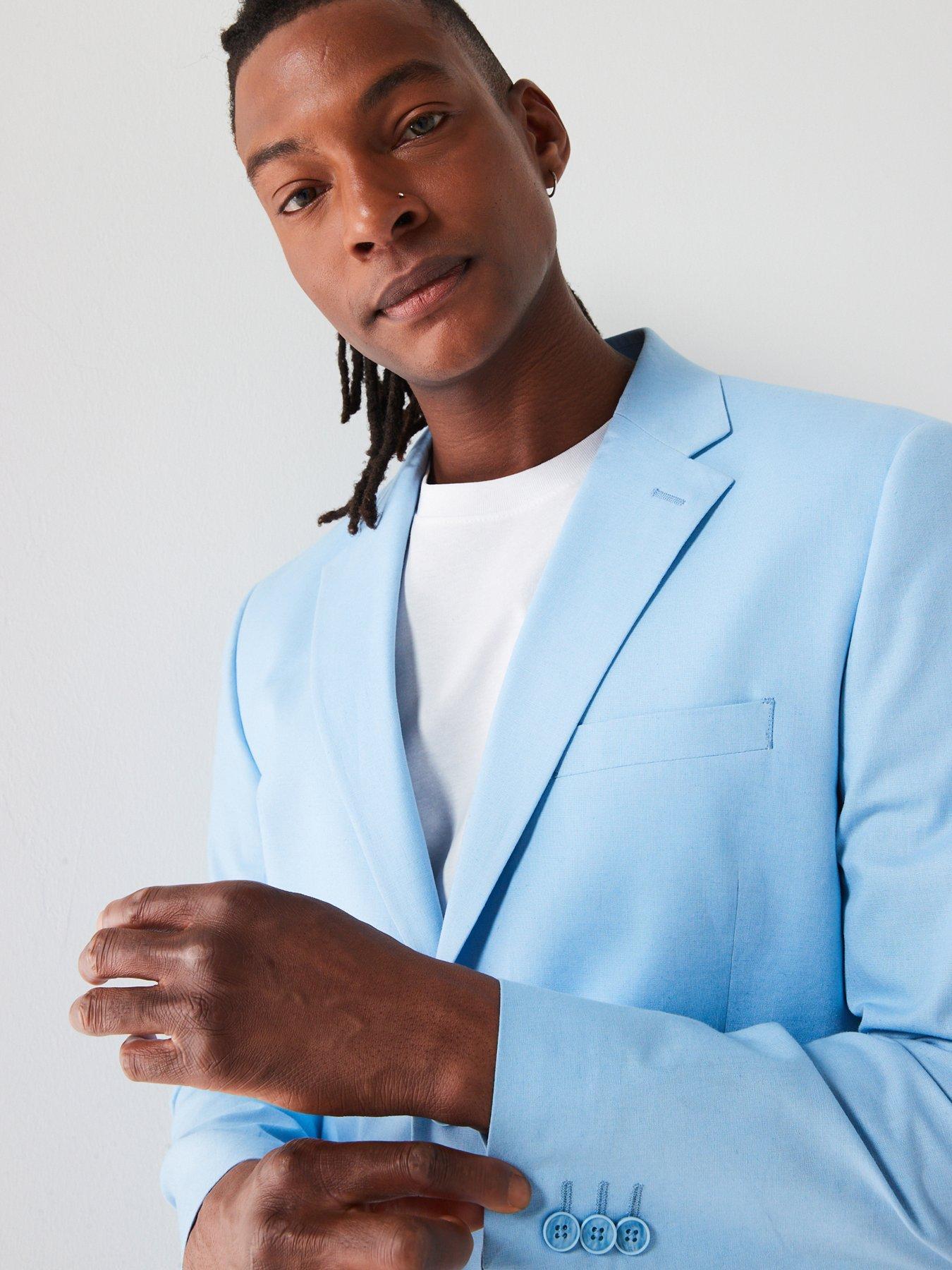 Very Man Linen Blazer Light Blue Very