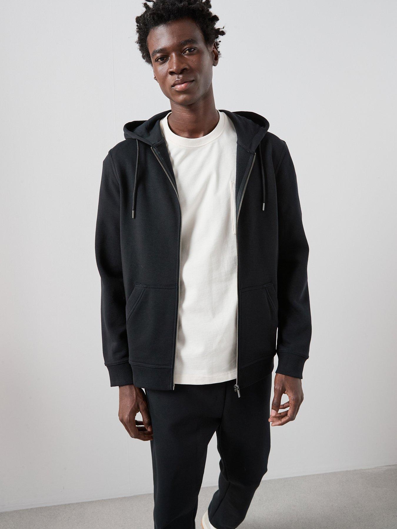 Very Man Essentials Zip Through Hoodie - Black