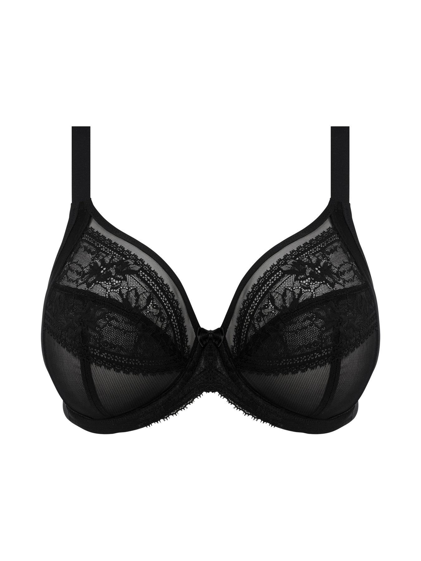 Oola Soft Mesh Padded Plunge Front Fastening Bra - Black