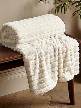 Product photograph of Catherine Lansfield Cosy Ribbed Soft Throw - Cream from very.co.uk