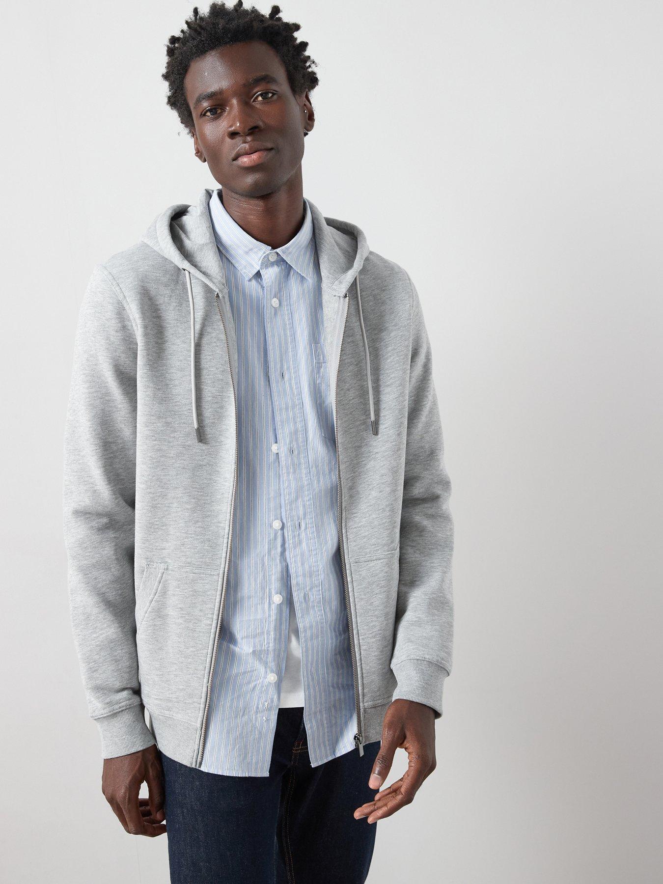 Very Man Essential Zip Through Hoody - Grey Marl