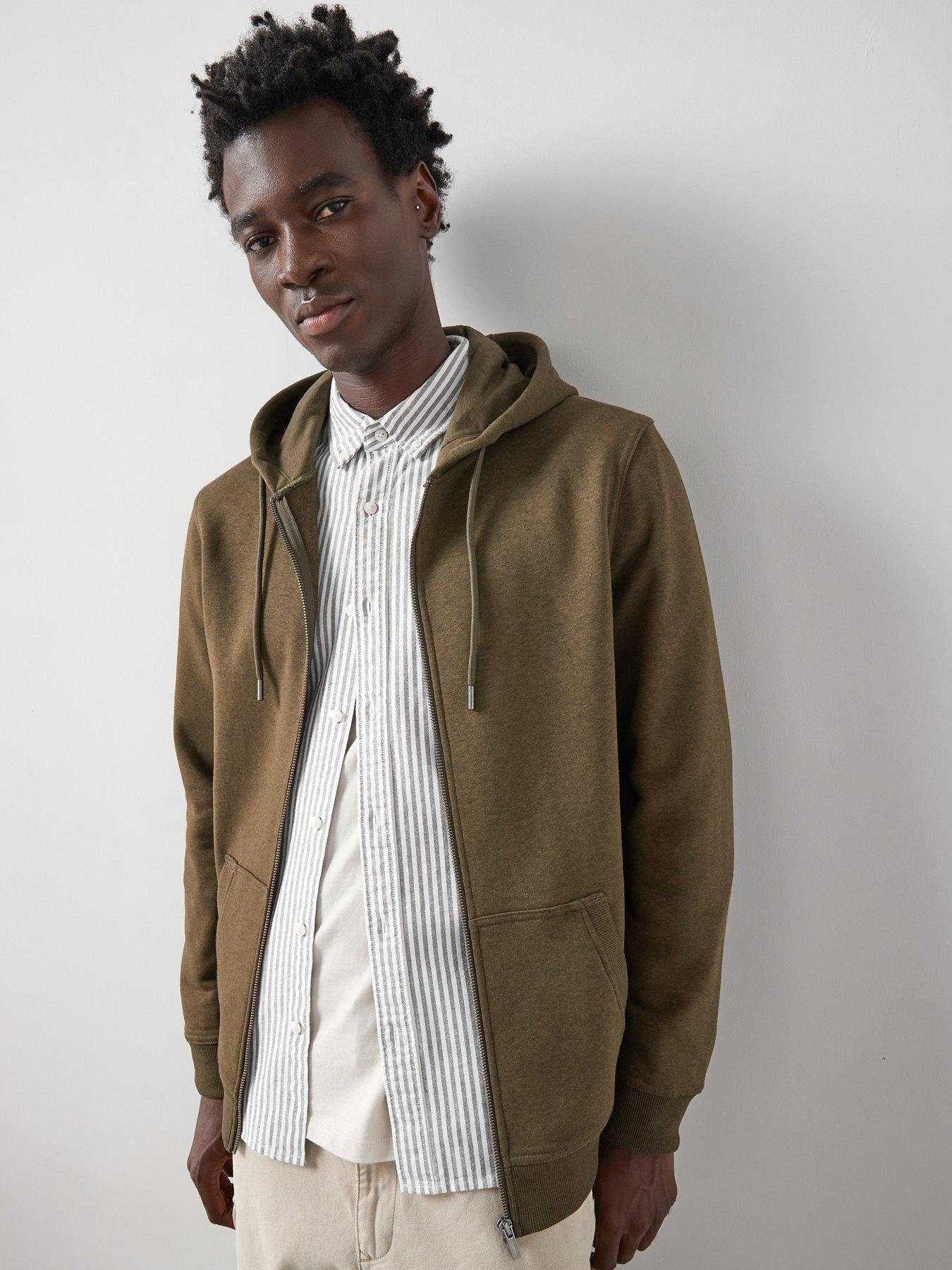 The Very Collection Cotton Blend Essential Zip Through Hoodie- Khaki