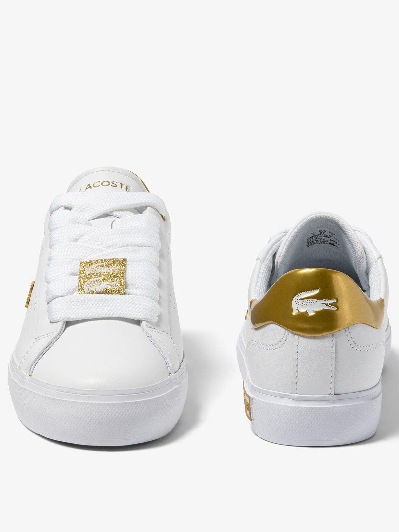 Lacoste Powercourt 2.0 Trainers - White/Gold | very.co.uk