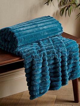 Product photograph of Catherine Lansfield Cosy Ribbed Soft Throw - Teal from very.co.uk