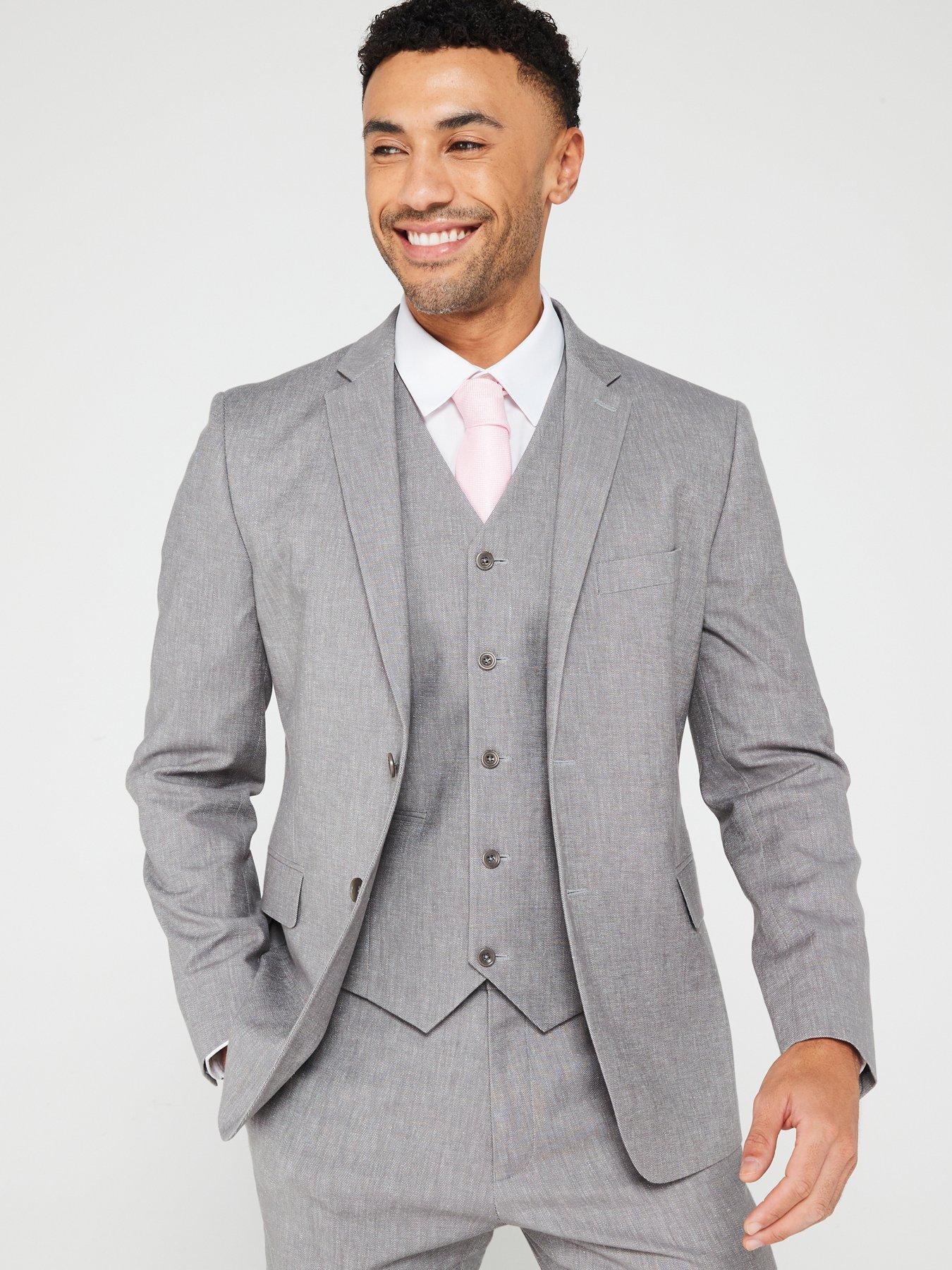 very man textured suit jacket - grey