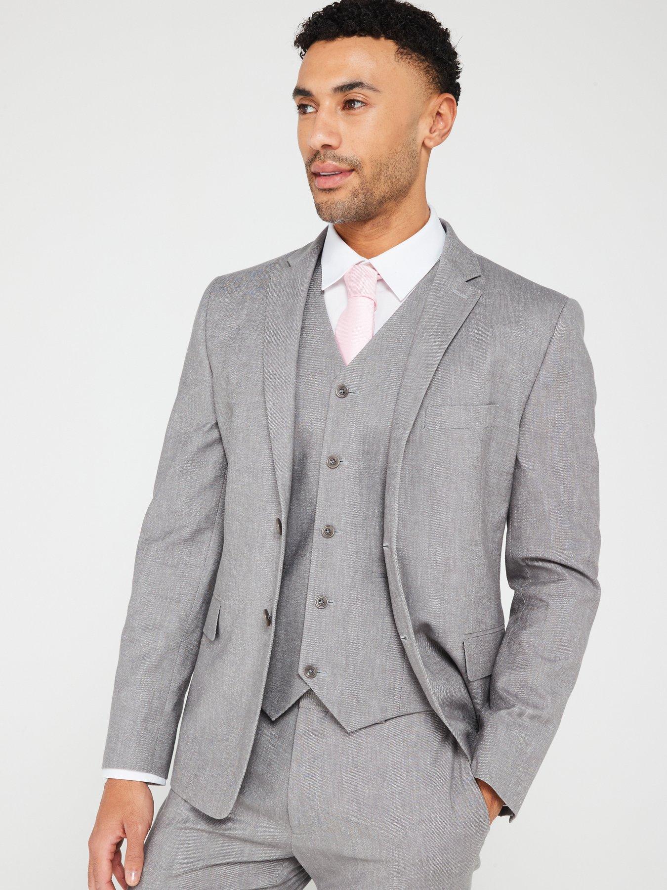 Image 6 of 6 of Very Man Textured Suit Jacket - Grey