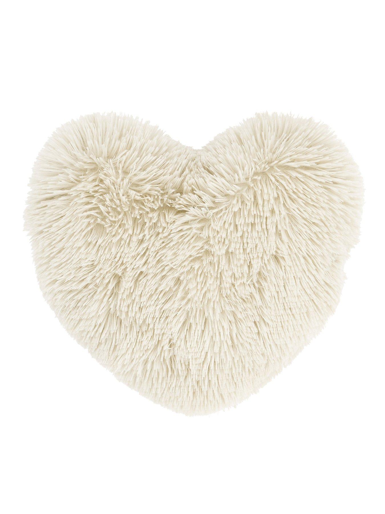 Product photograph of Catherine Lansfield Cuddly Heart 3d Cushion - Cream from very.co.uk