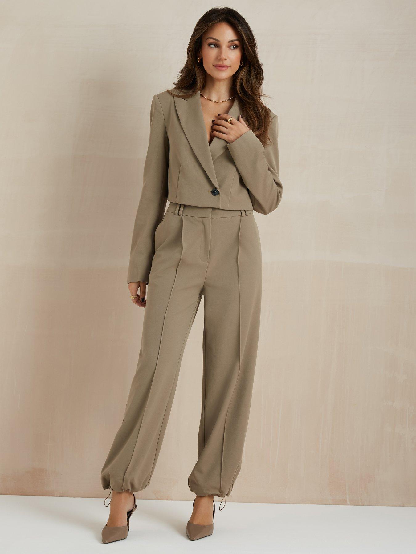 Michelle Keegan Cuff Detail Trousers Olive