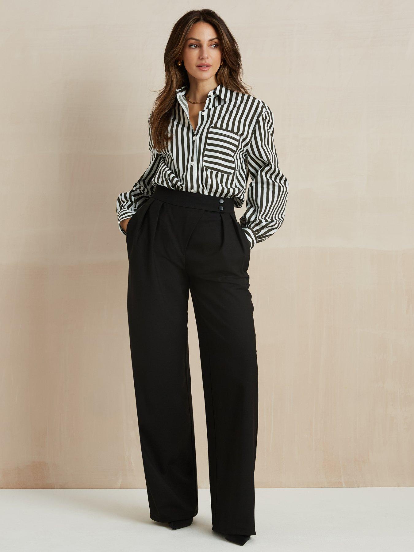 Michelle Keegan Wrap Wide Leg Trousers - Black | very.co.uk