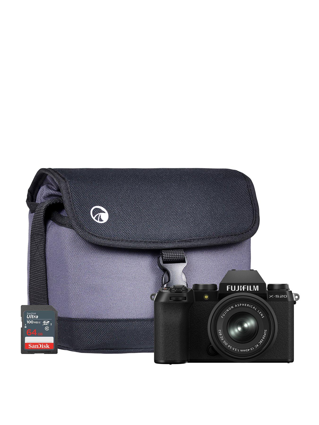Fujifilm X-S20 Mirrorless Digital Camera - Black - Camera + XC 15-45mm Lens + Sandisk 64GB SD Card + System Bag
