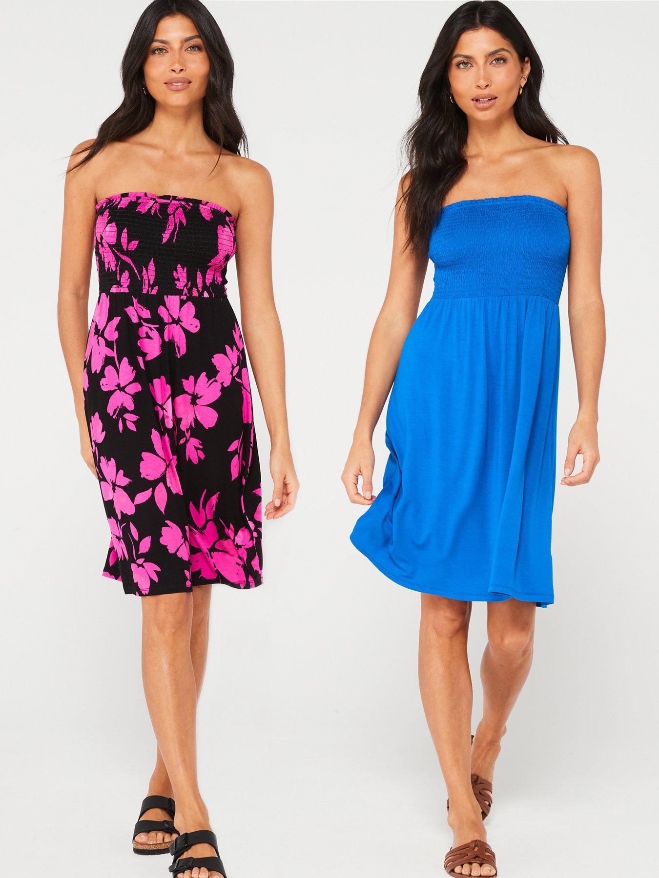 Shirred beach dress online