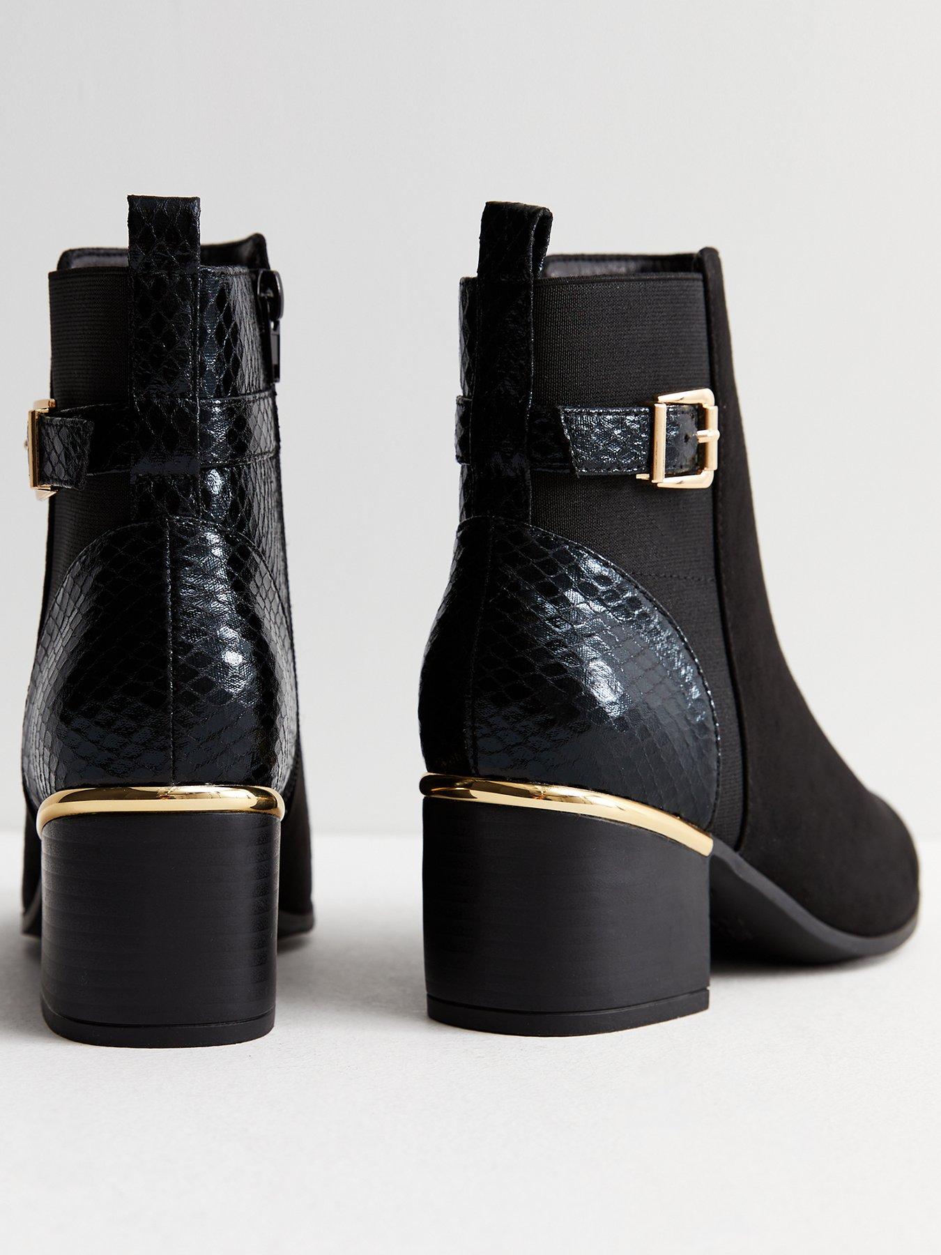 New look black buckle boots hotsell