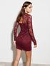  image of new-look-burgundy-lace-long-sleeve-bodycon-mini-dress