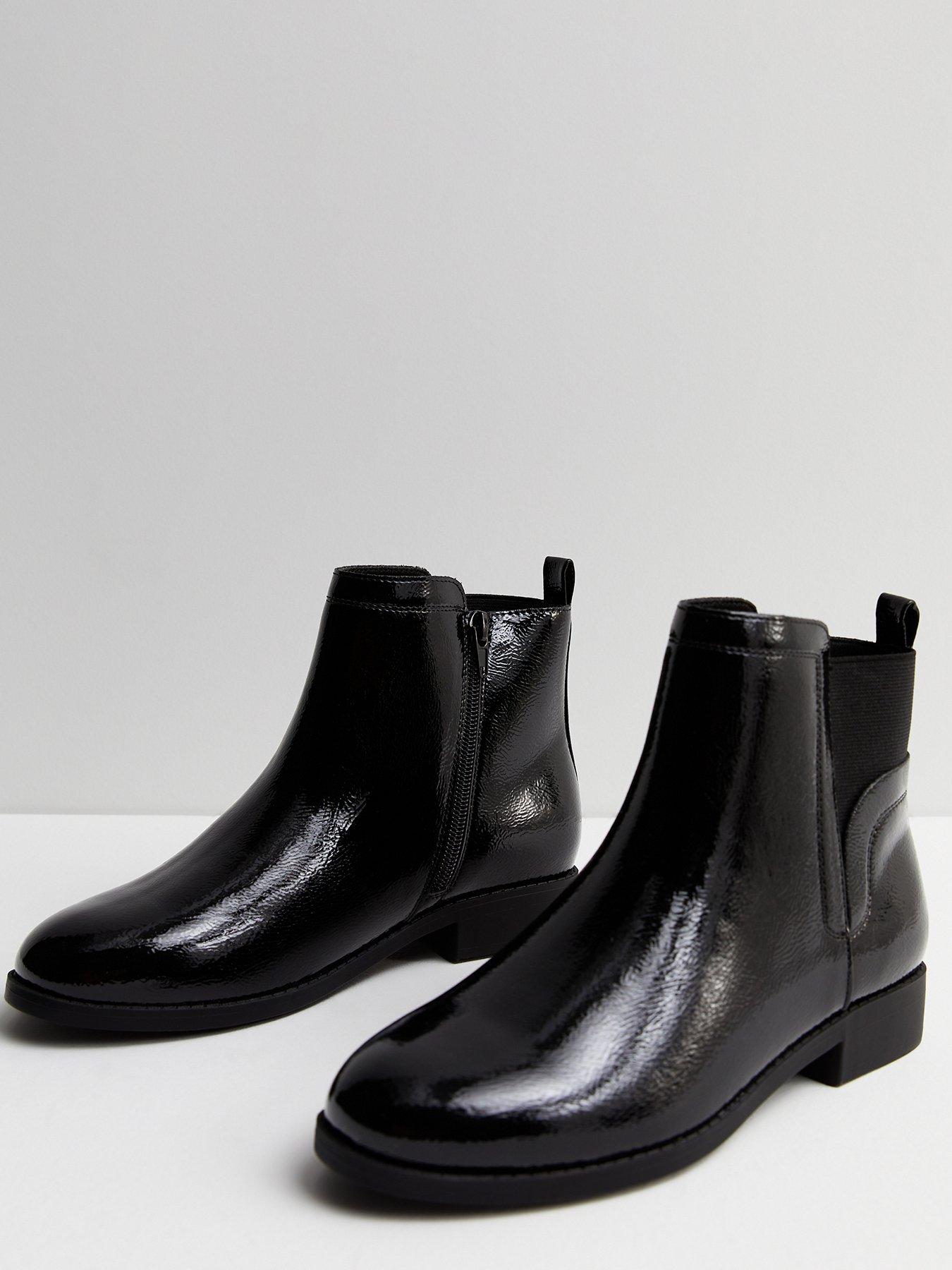 Black patent store chelsea boots