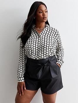 new look curves white spot collared shirt