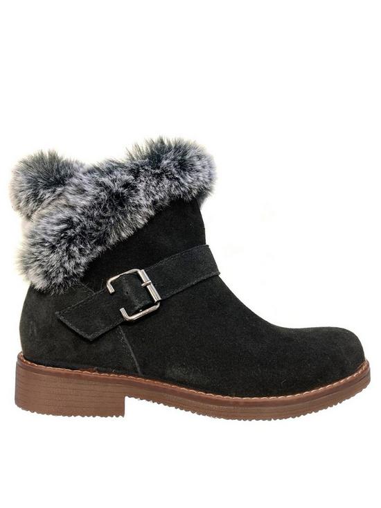 front image of hush-puppies-hannah-faux-shearling-ankle-boot-black