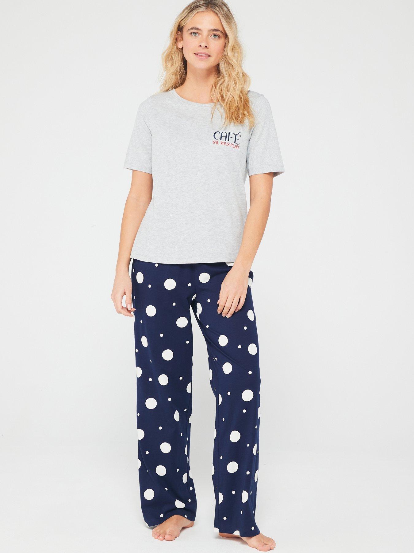 Luxe Woven Twill Pyjama Set, Pour Moi, Luxe Woven Twill Pyjama Set, Navy/Ivory