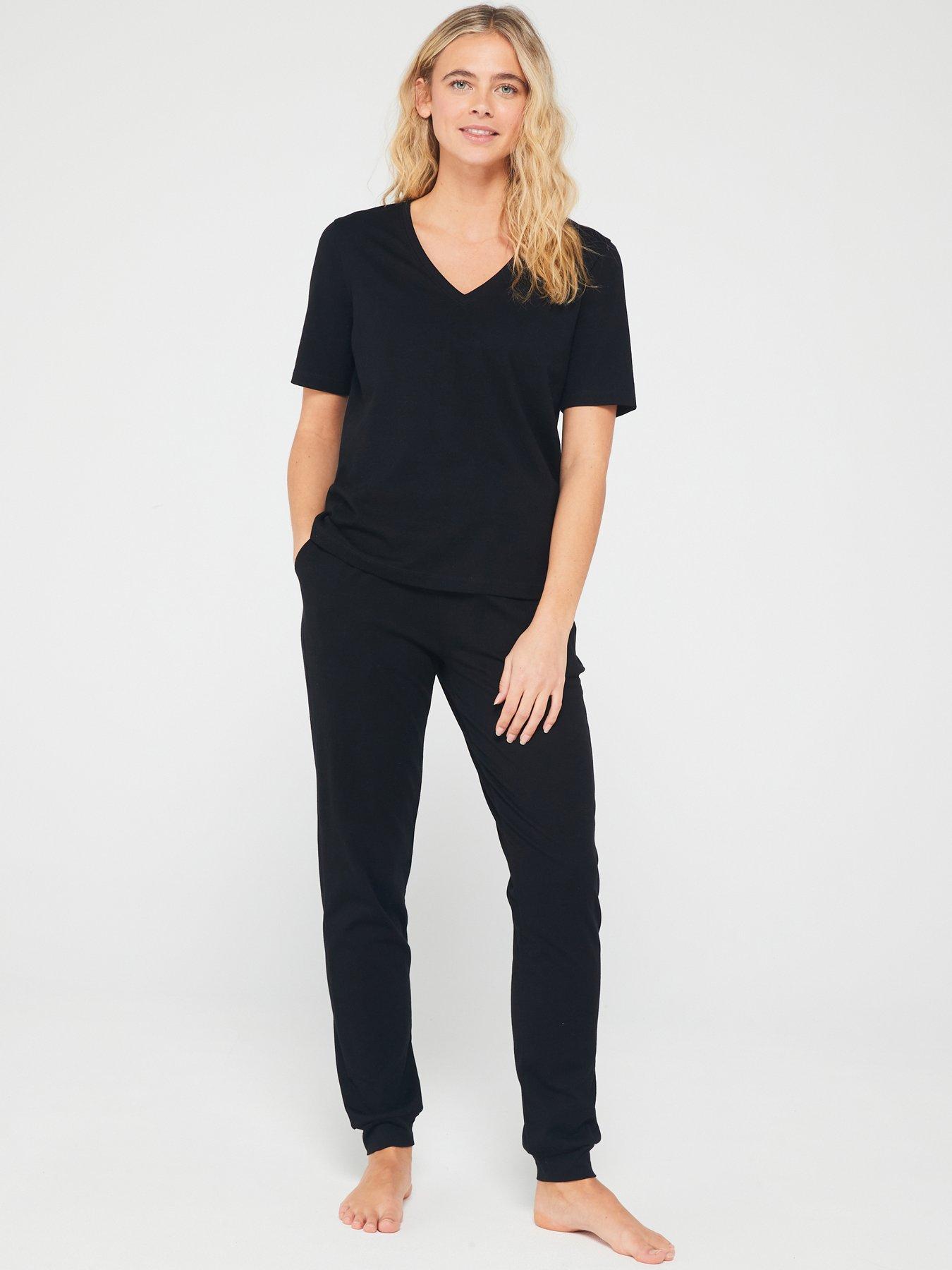 Off The Shoulder Slouchy Pyjamas - Black