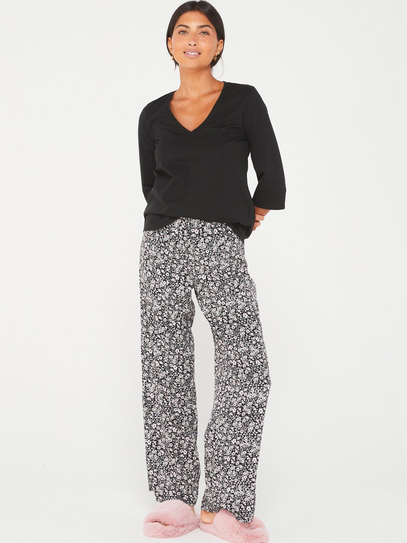 Off The Shoulder Slouchy Pyjamas - Black