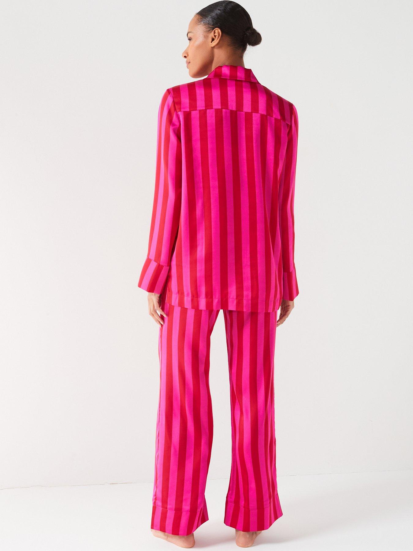 V by Very Pink Stripe Revere Pj Set
