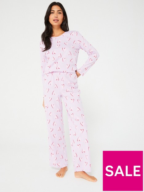 everyday-mini-me-heart-print-pyjama-set-lilac