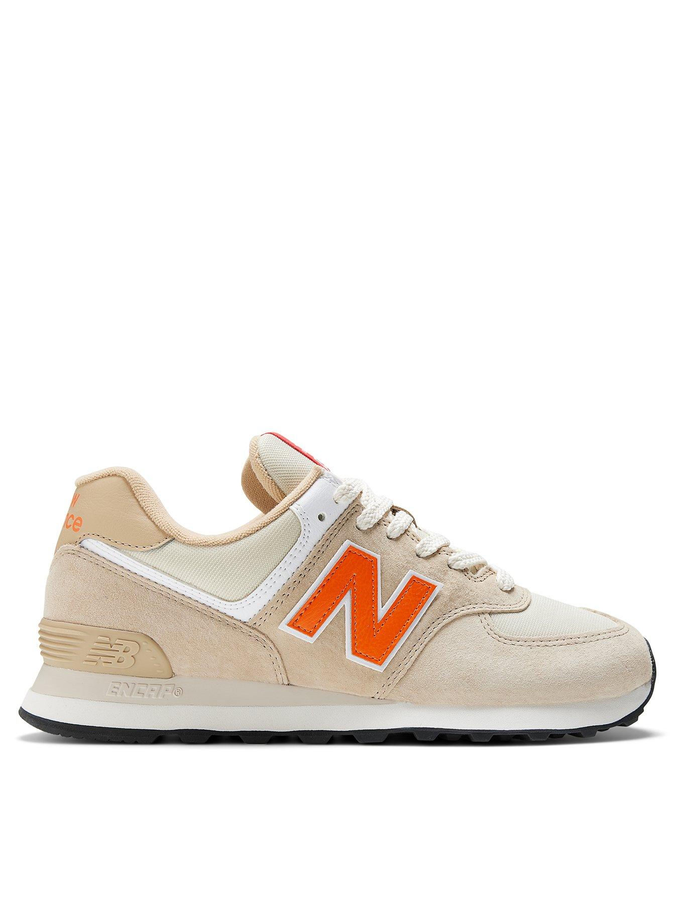 New balance beige & orange cheap 574 trainers