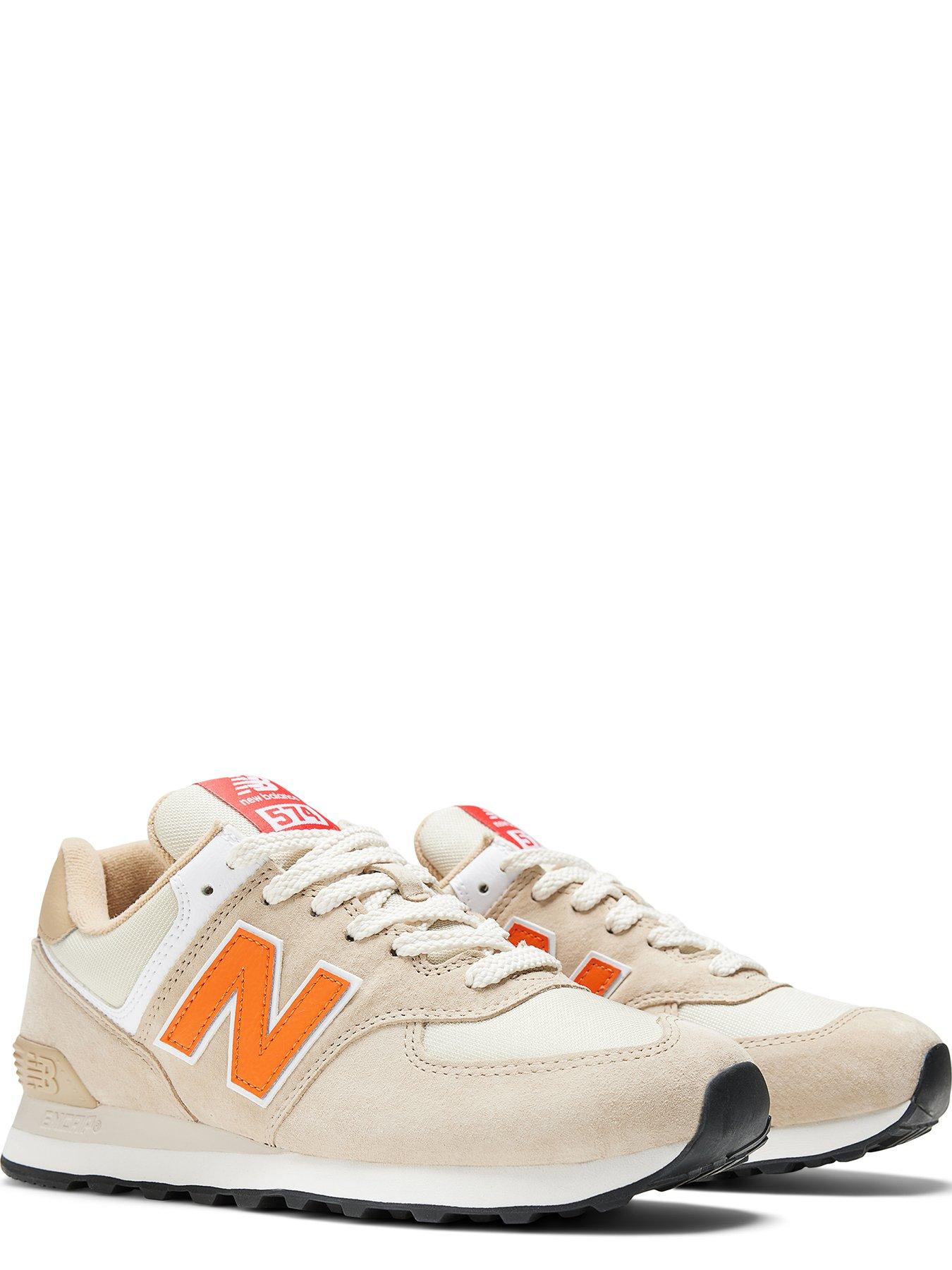 New balance beige sales & orange 574 trainers