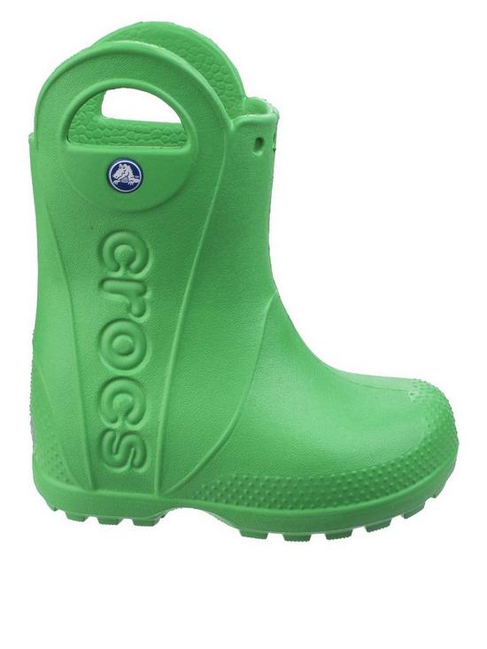 front image of crocs-handle-it-rain-boots-green