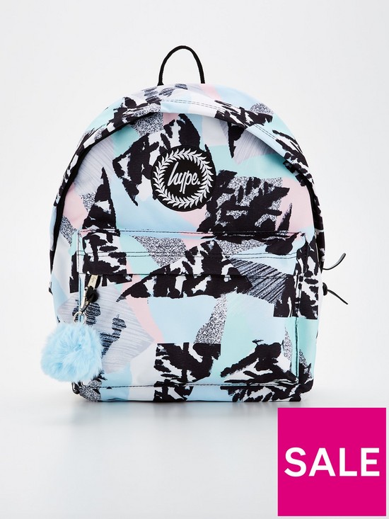 front image of hype-unisex-blue-pastel-abstract-crest-backpack