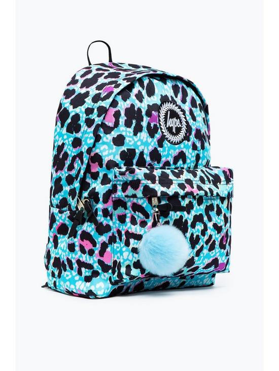 stillFront image of hype-unisex-blue-ice-leopard-crest-backpack