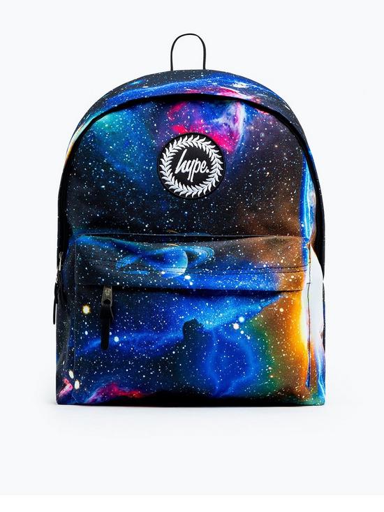 front image of hype-unisex-black-odyssey-crest-backpack