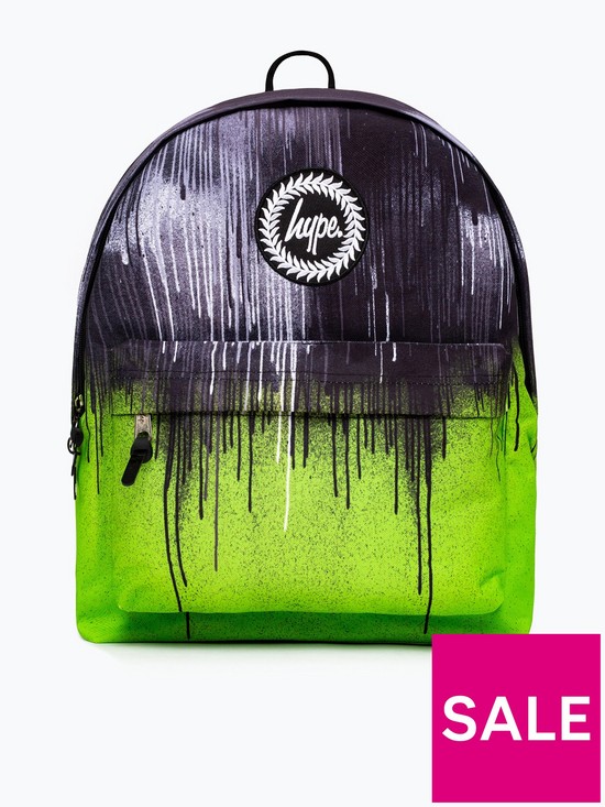 front image of hype-unisex-green-drips-backpack