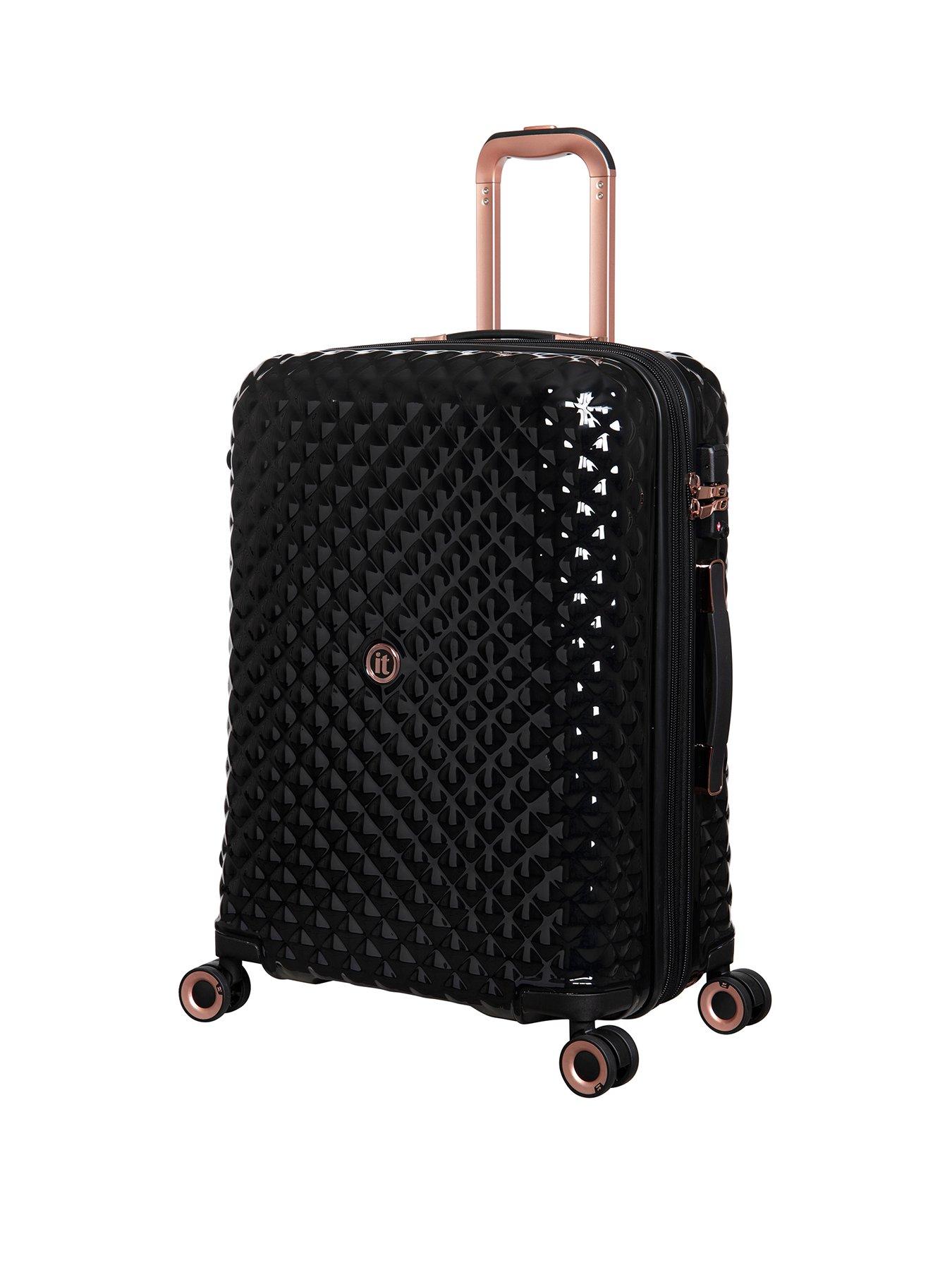 it Luggage Glitzy Hardshell Medium Black Expadnable Suitcase with TSA Lock  | very.co.uk