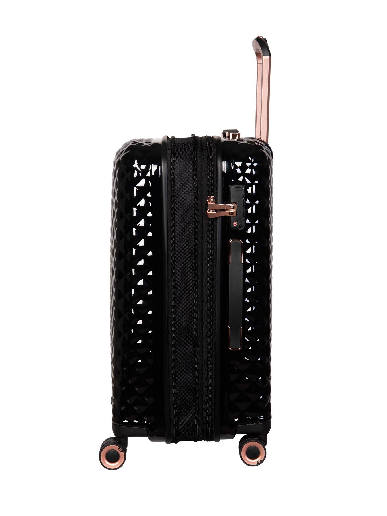 Glitzy Hardshell Medium Black Expadnable Suitcase with TSA Lock