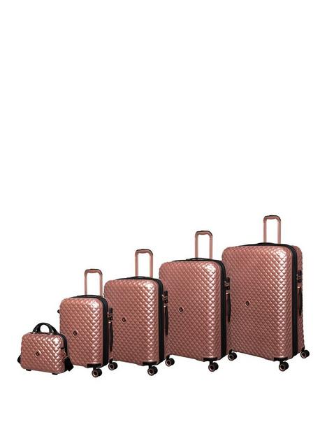 it-luggage-glitzy-hardshell-5-piece-rose-gold-suitcase-set