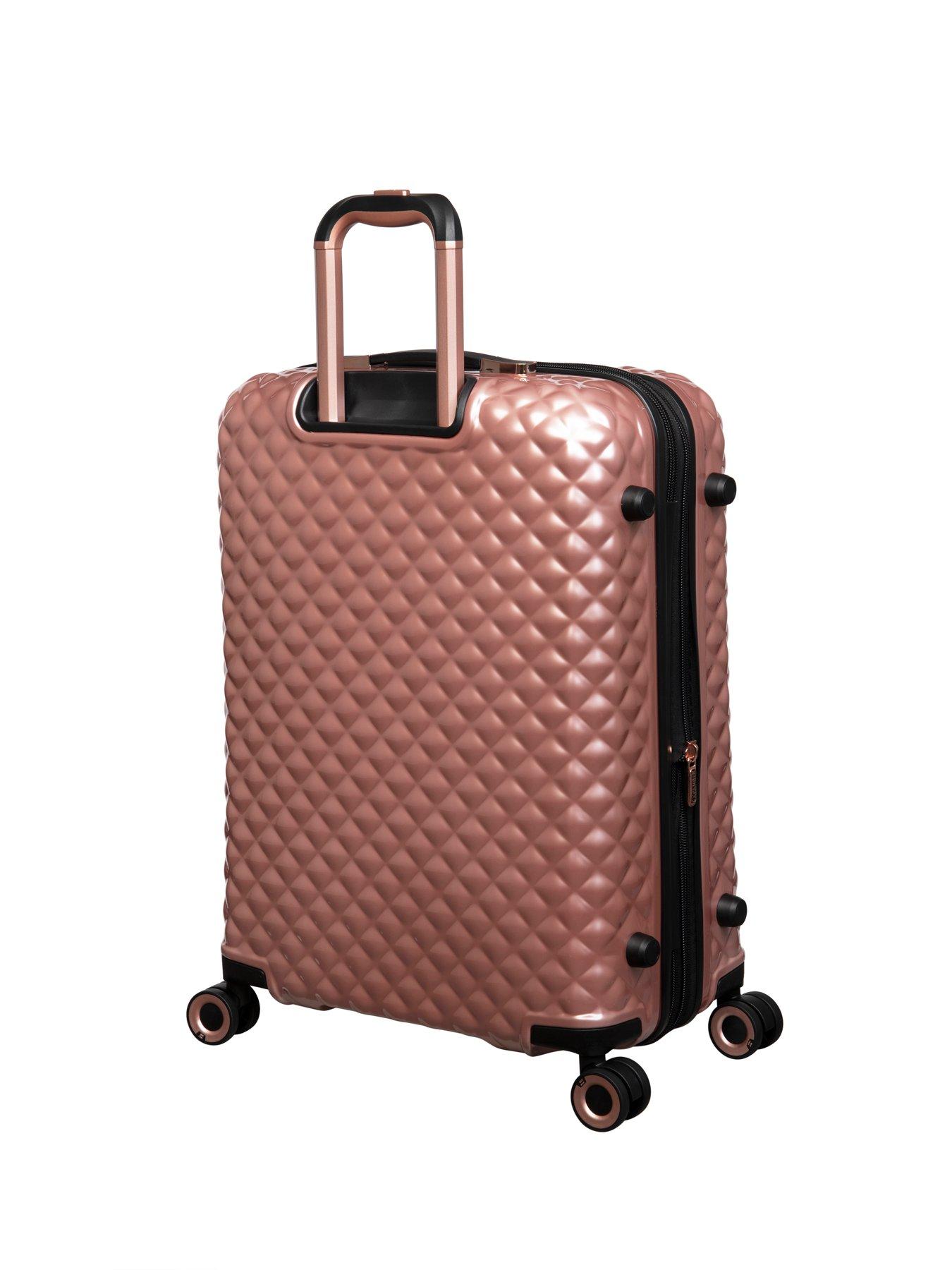 it Luggage Glitzy Hardshell Large Rose Gold Expadnable Suitcase with TSA  Lock