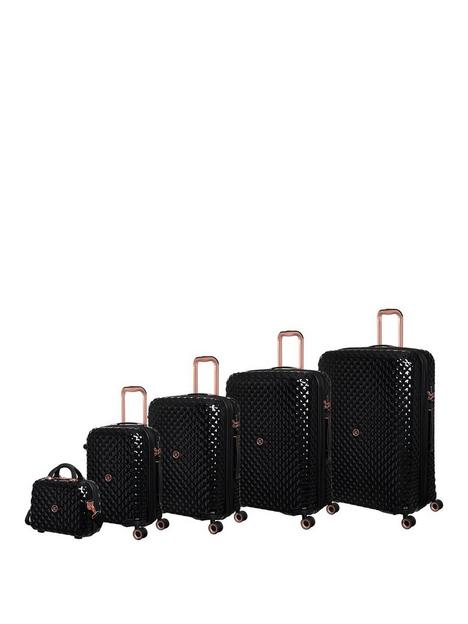 it-luggage-glitzy-hardshell-5-piece-black-suitcase-set