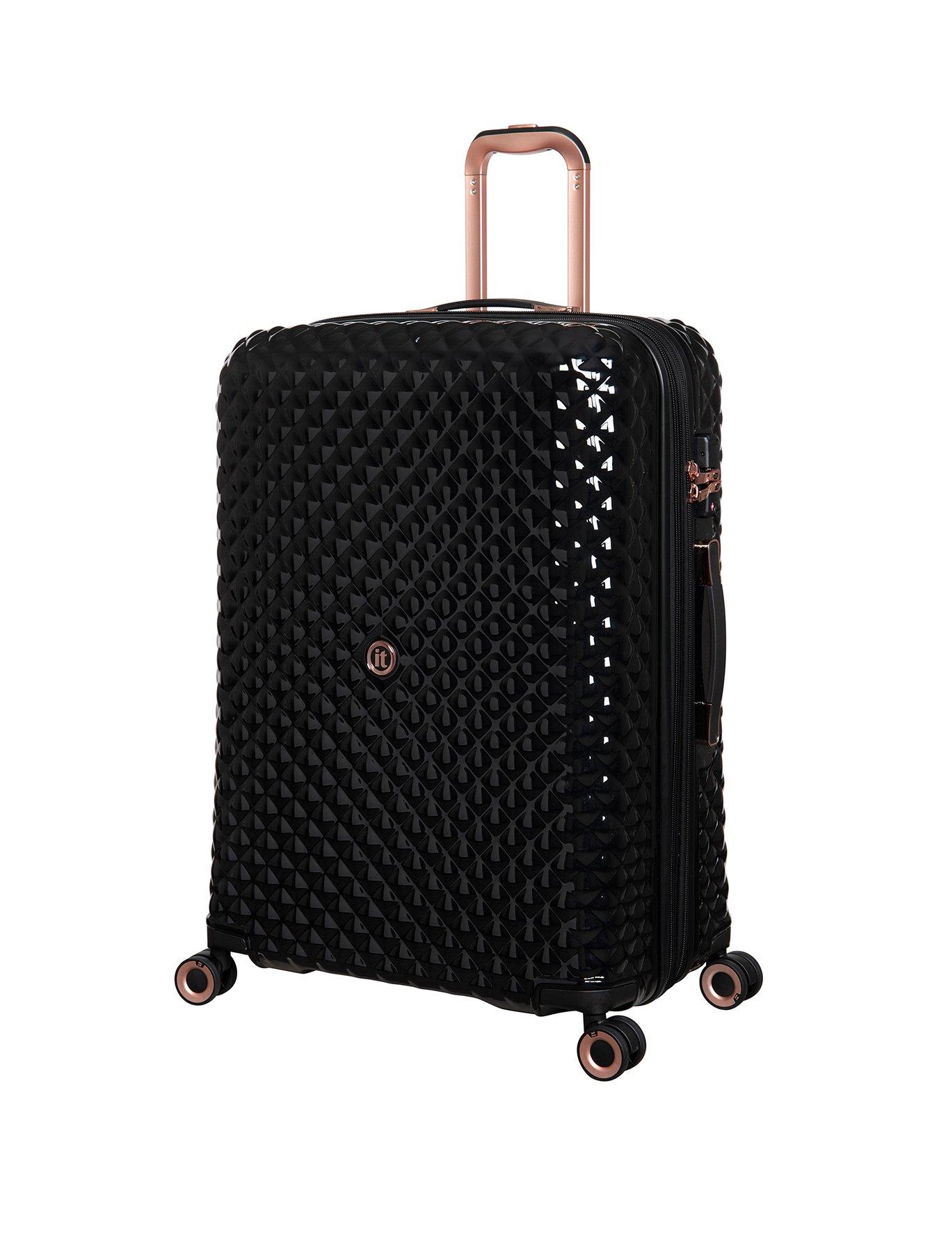 it Luggage Glitzy Hardshell Large Black Expandable Suitcase with TSA Lock