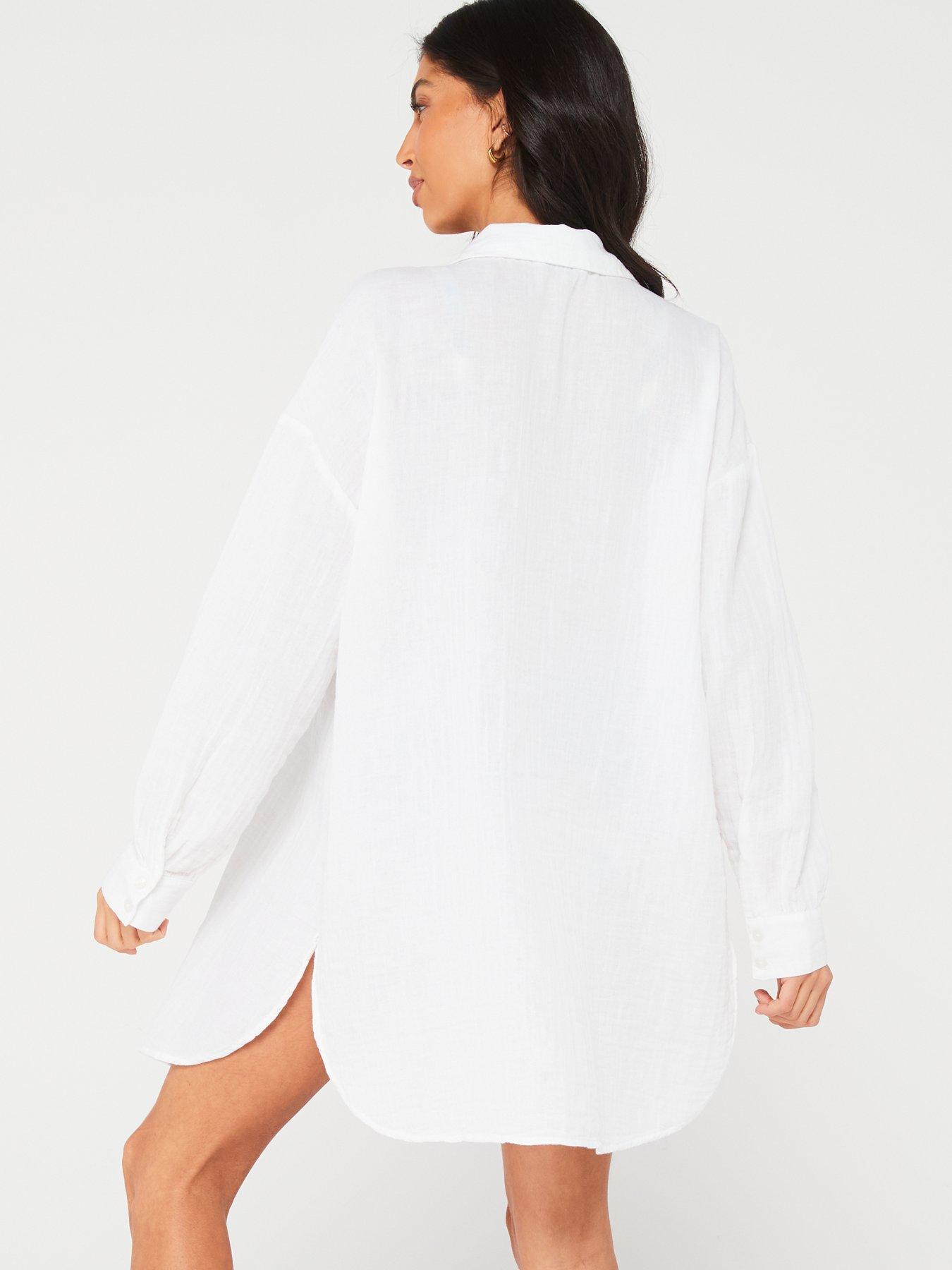 Everyday Long Sleeve Beach Shirt - White | Very.co.uk