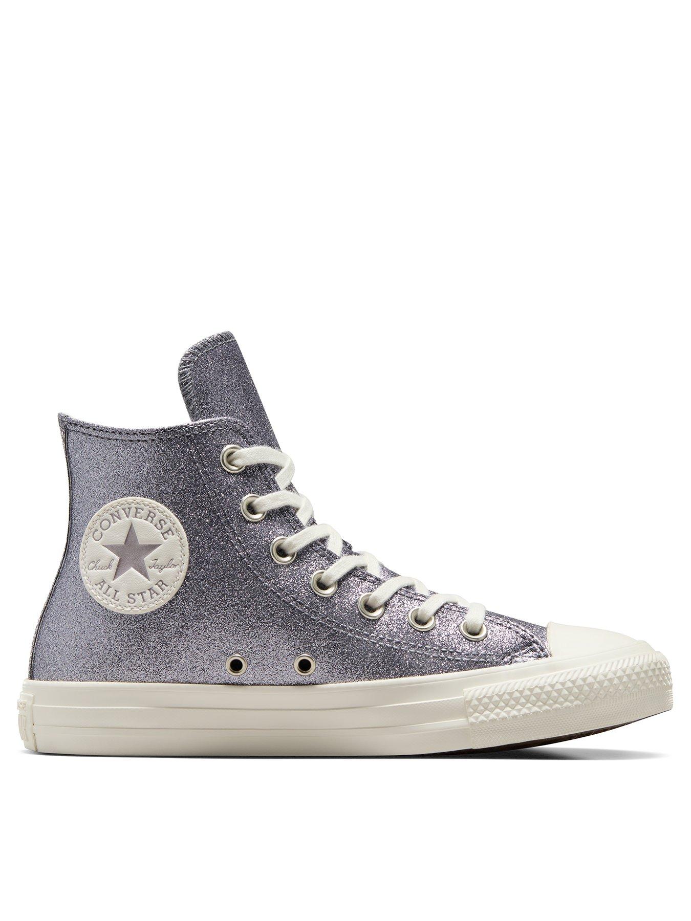 Womens silver shop converse trainers