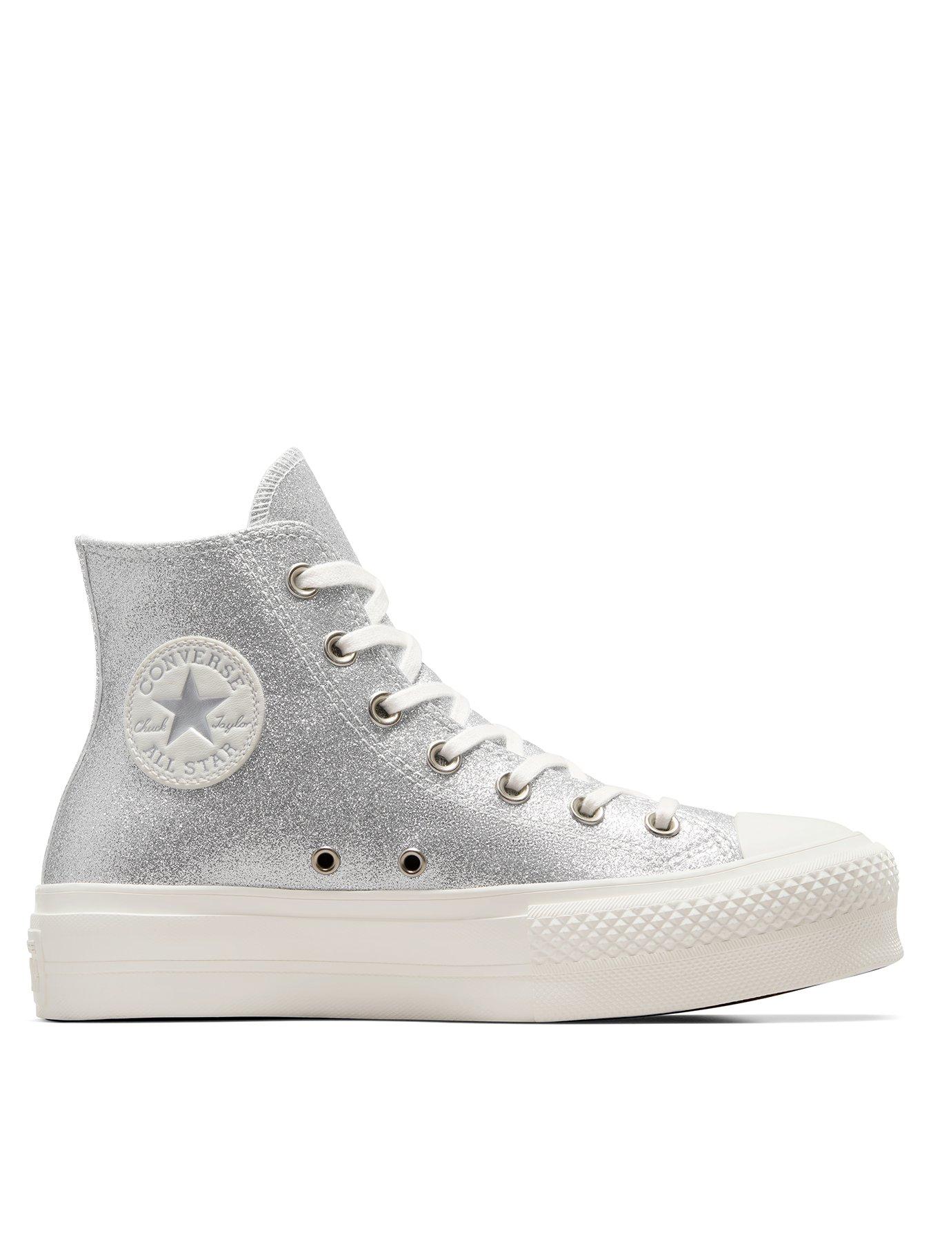 Women's silver deals converse trainers