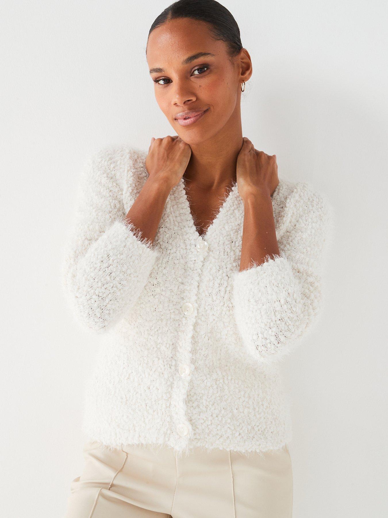 V neck white clearance cardigan