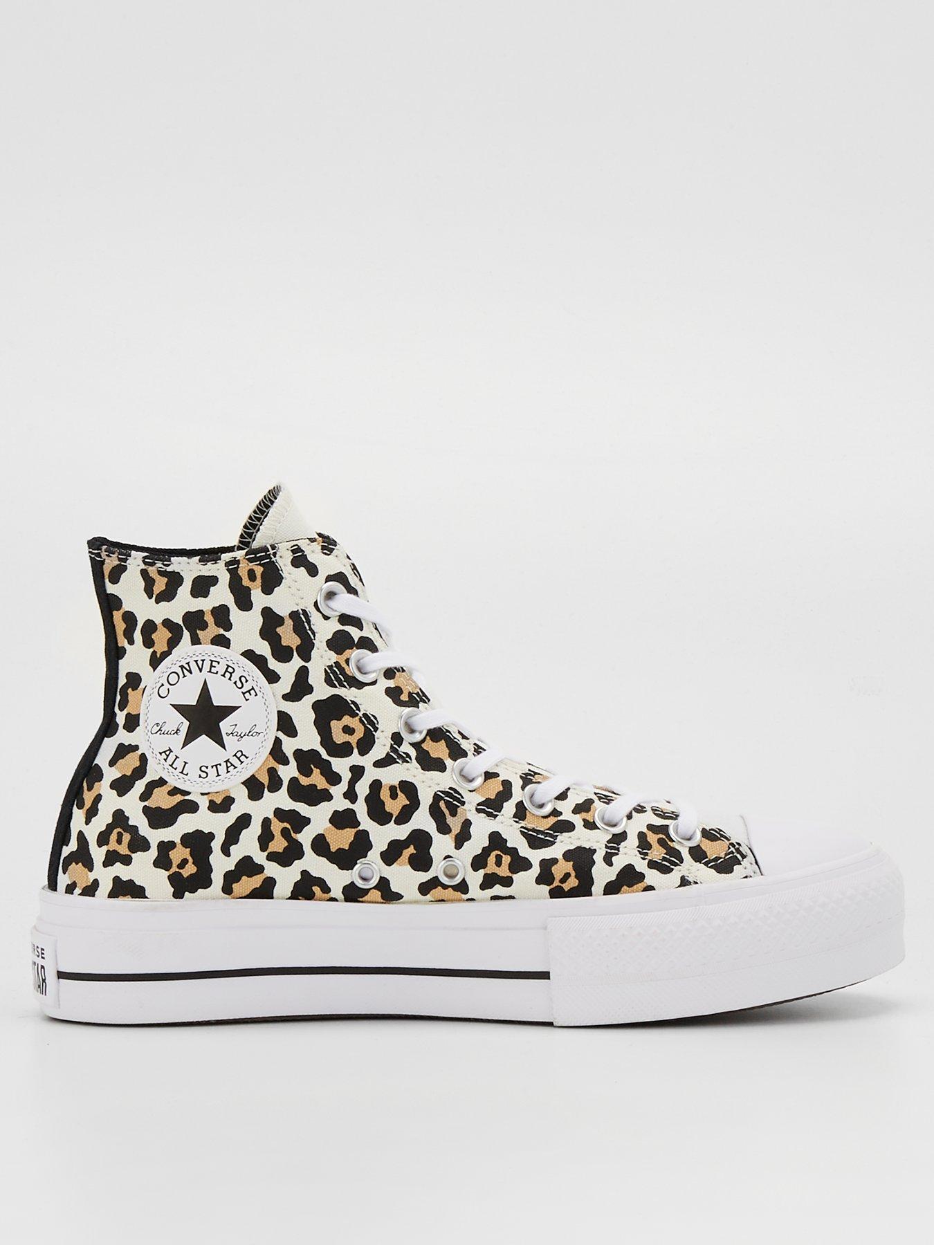 Converse Chuck Taylor All Star Leopard Print Lift Hi-Tops - White