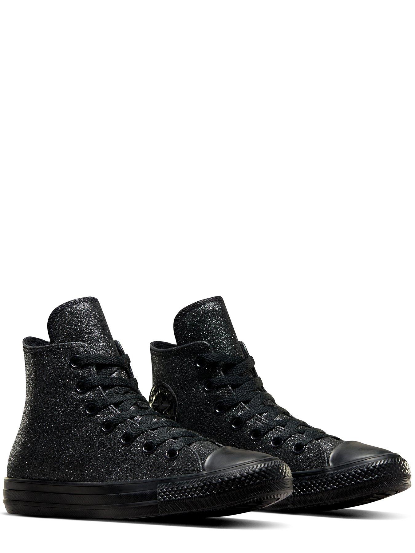 Black sparkly 2025 converse high tops