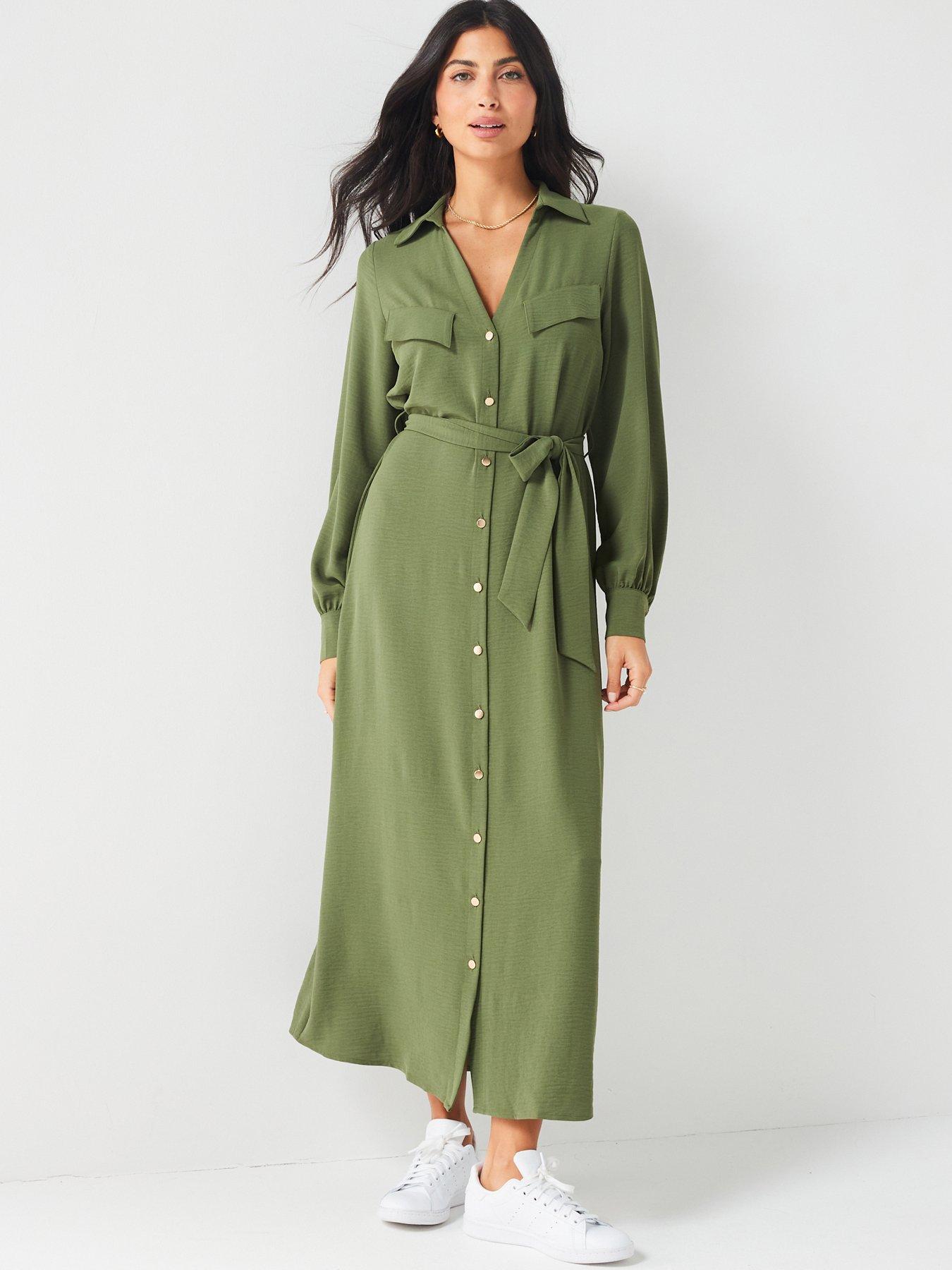 Everyday Ls Utility Midi Dress - Green | Very.co.uk